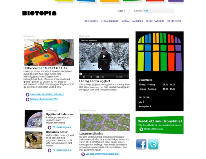 Dynamisk webbplats för Biotopia