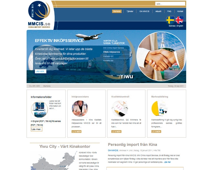 Dynamisk webbplats/hemsida åt åt export/import agent i Kina. Flerspråkig. 